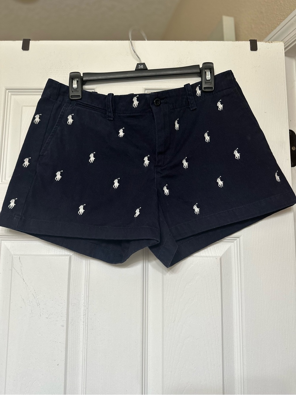 Ralph Lauren Sport Navy Blue Embroidered Polo Player Shorts Size 10